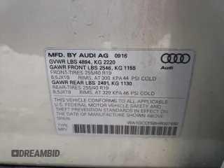 2017 Audi Q3 Prestige with VIN WA1GCCFS8HR007490, listed as a Copart auction lot 50358923 with 92,980 mi miles. Bid and sale history available at carsss.com. Image 13.