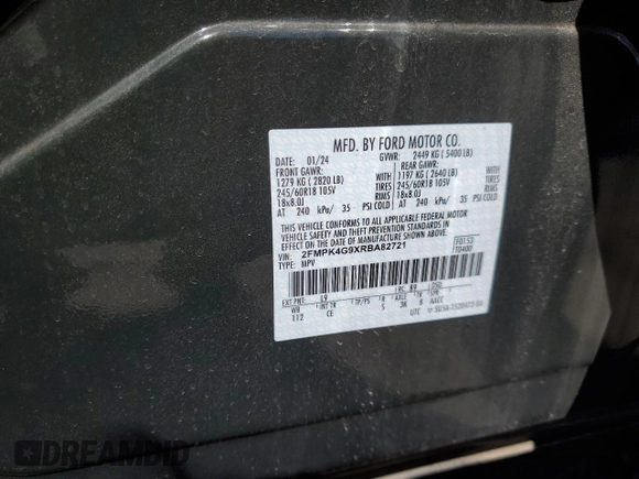 2024 Ford Edge SE с VIN 2FMPK4G9XRBA82721, выставлен на аукционе Copart как лот 53241745 с пробегом 5 356 миль миль и На запчасти • Non repairable. История ставок и продаж доступна на DreamBid. Изображение 13.