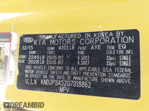 2016 Kia Soul + with VIN KNDJP3A52G7318862, listed as a IAAI auction lot 42174336 with 109,696 mi miles and . Bid and sale history available at DreamBid. Image 9.