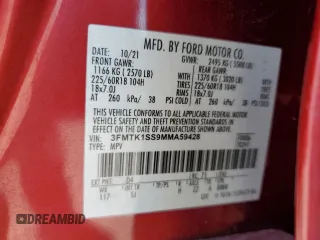 2021 Ford Mustang Mach-E Select with VIN 3FMTK1SS9MMA59428, listed as a Copart auction lot 58368865 with 46,718 mi miles and Salvage title. Bid and sale history available at DreamBid. Image 13.