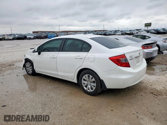 2012 Honda Civic LX z VIN 2HGFB2F50CH607469, wystawiony jako Copart lot #55878635 z przebiegiem 86 975 mil mil oraz Szkoda całkowita • Salvage title. Historia ofert i sprzedaży dostępna na DreamBid. Obrazek 2.