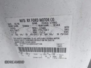 2008 Ford F-150 XL z VIN 1FTPF12V28KD27138, wystawiony jako IAAI lot #41106591 z przebiegiem 209 684 mil mil oraz . Historia ofert i sprzedaży dostępna na DreamBid. Obrazek 9.