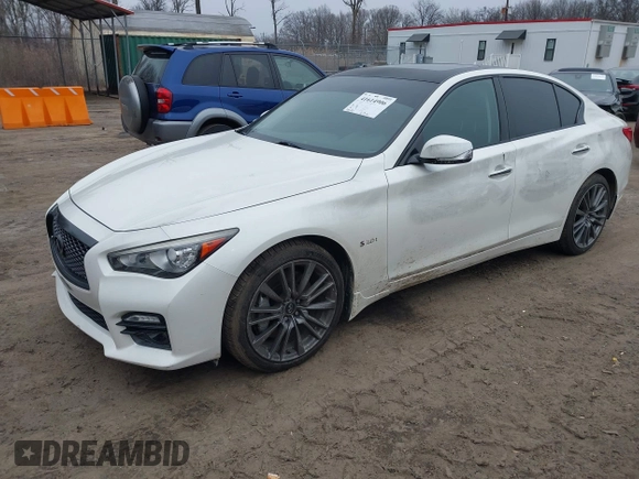 2016 Infiniti Q50 3.0t Red Sport 400 with VIN JN1FV7AR5GM450606, listed as a IAAI auction lot 41614906 with 108,187 mi miles. Bid and sale history available at carsss.com. Image 17.