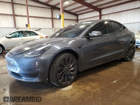 2022 Tesla Model 3 Performance with VIN 5YJ3E1EC6NF107912, listed as a Copart auction lot 46126545 with 31,389 mi miles and Salvage Title. Bid and sale history available at carsss.com. Image 1.