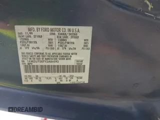 2000 Ford Explorer XLS с VIN 1FMZU72X7YZA84593, выставлен на аукционе IAAI как лот 42747834 с пробегом 213 022 миль миль и . История ставок и продаж доступна на DreamBid. Изображение 9.