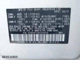 2017 Subaru Outback Premium with VIN 4S4BSAFCXH3344838, listed as a IAAI auction lot 41736449 with 171,875 mi miles. Bid and sale history available at carsss.com. Image 9.