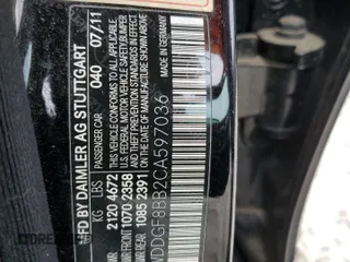 2012 Mercedes-Benz C-Class C 300 Sport with VIN WDDGF8BB2CA597036, listed as a Copart auction lot 54201325 with 172,063 mi miles and Salvage Title. Bid and sale history available at carsss.com. Image 12.