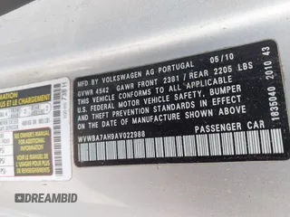 2010 Volkswagen Eos Komfort с VIN WVWBA7AH9AV022988, выставлен на аукционе IAAI как лот 42426457 с пробегом 142 571 миль миль и . История ставок и продаж доступна на DreamBid. Изображение 9.