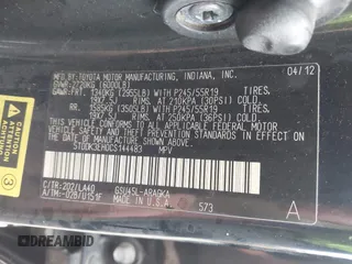 2012 Toyota Highlander Limited with VIN 5TDDK3EH0CS144483, listed as a IAAI auction lot 42183538 with Not provided miles and . Bid and sale history available at DreamBid. Image 9.