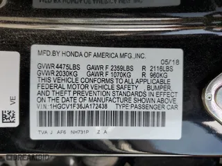 2018 Honda Accord Sedan Sport 1.5T with VIN 1HGCV1F36JA172438, listed as a Copart auction lot 50894465 with 55,337 mi miles and Salvage Title. Bid and sale history available at carsss.com. Image 14.