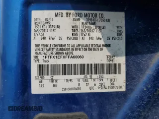 2015 Ford F-150 XLT z VIN 1FTFX1EFXFFA60060, wystawiony jako Copart lot #58876635 z przebiegiem 150 122 mil mil oraz Szkoda całkowita • Salvage title. Historia ofert i sprzedaży dostępna na DreamBid. Obrazek 12.