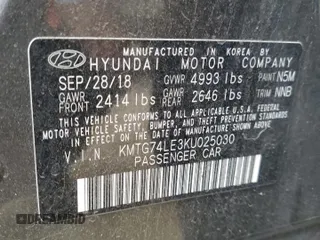 2019 Genesis G70 Advanced with VIN KMTG74LE3KU025030, listed as a Copart auction lot 46325035 with 26,942 mi miles and Clean Title. Bid and sale history available at DreamBid. Image 12.