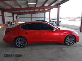2018 Infiniti Q50 Red Sport 400 with VIN JN1FV7AR6JM481502, listed as a IAAI auction lot 41622523 with 74,097 mi miles and . Bid and sale history available at DreamBid. Image 13.