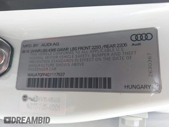 2016 Audi A3 Premium z VIN WAUA7GFF4G1117537, wystawiony jako IAAI lot #42191043 z przebiegiem 86 534 mil mil oraz . Historia ofert i sprzedaży dostępna na DreamBid. Obrazek 9.
