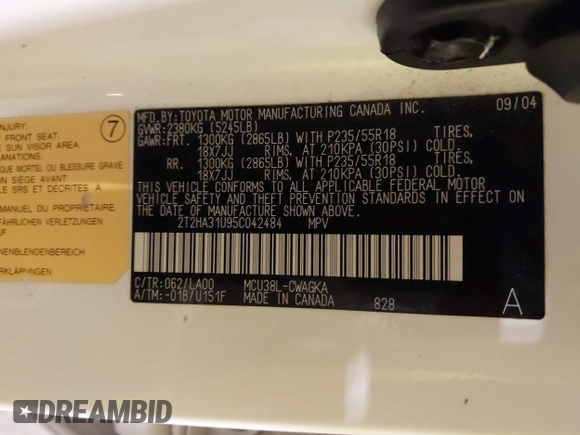2005 Lexus RX 330 z VIN 2T2HA31U95C042484, wystawiony jako IAAI lot #42552417 z przebiegiem 165 170 mil mil oraz . Historia ofert i sprzedaży dostępna na DreamBid. Obrazek 9.