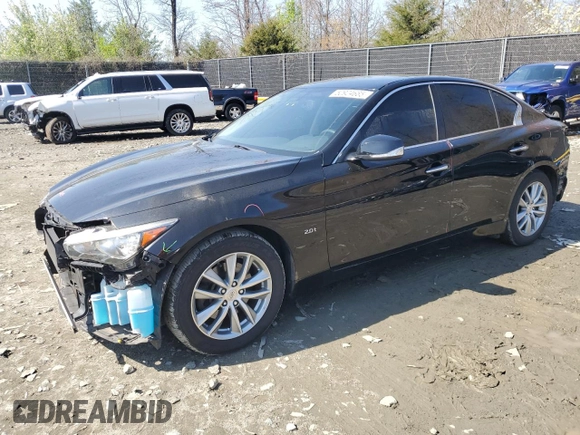 2016 Infiniti Q50 2.0t Premium with VIN JN1CV7AR9GM253313, listed as a Copart auction lot 50924685 with 53,965 mi miles and Salvage Title. Bid and sale history available at carsss.com. Image 1.