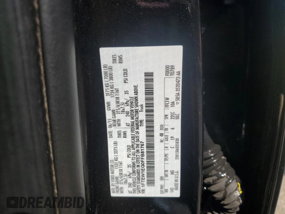2015 Ford F-150 XLT with VIN 1FTEW1EG0FFB81767, listed as a Copart auction lot 66029095 with 211,300 mi miles and Clean title. Bid and sale history available at DreamBid. Image 12.