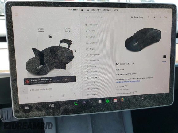 2023 Tesla Model 3 z VIN 5YJ3E1EA7PF549051, wystawiony jako Copart lot #58932765 z przebiegiem 8 800 mil mil oraz Szkoda całkowita • Salvage title. Historia ofert i sprzedaży dostępna na DreamBid. Obrazek 9.