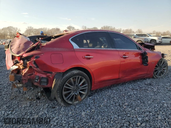 2020 Infiniti Q50 Red Sport 400 with VIN JN1FV7AP5LM630421, listed as a Copart auction lot 46098215 with Not provided miles and Salvage title. Bid and sale history available at DreamBid. Image 3.
