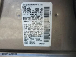 2012 Nissan Murano SL with VIN JN8AZ1MUXCW101419, listed as a Copart auction lot 42878515 with 0 mi miles and Salvage Title. Bid and sale history available at carsss.com. Image 13.