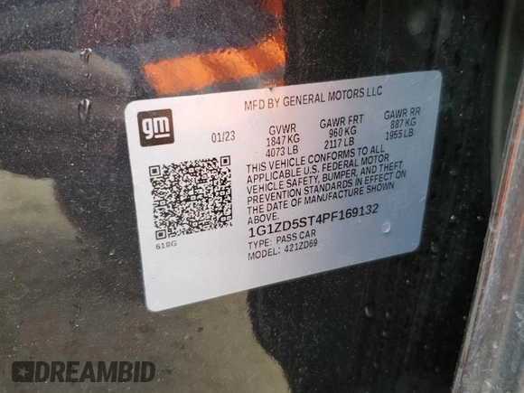 2023 Chevrolet Malibu LT with VIN 1G1ZD5ST4PF169132, listed as a Copart auction lot 54254125 with 80,876 mi miles and Non Repairable. Bid and sale history available at DreamBid. Image 13.