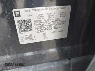 2020 Chevrolet Equinox LT z VIN 2GNAXKEV5L6186282, wystawiony jako IAAI lot #41999866 z przebiegiem 137 725 mil mil oraz . Historia ofert i sprzedaży dostępna na DreamBid. Obrazek 9.