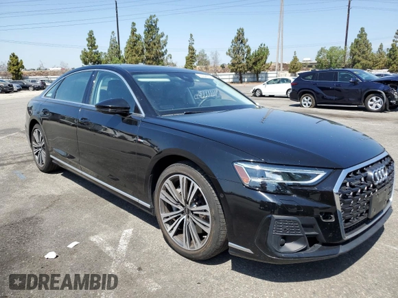 2022 Audi A8 with VIN WAULDAF86NN001617, listed as a Copart auction lot 63068504 with 25,974 mi miles and Salvage title. Bid and sale history available at DreamBid. Image 4.