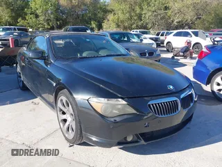 2005 BMW 6 Series 645Ci with VIN WBAEK73425B327631, listed as a IAAI auction lot 40923954 with 189,010 mi miles. Bid and sale history available at carsss.com. Image 1.