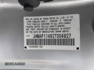 2002 Honda S2000 z VIN JHMAP11492T004927, wystawiony jako IAAI lot #42062377 z przebiegiem 117 612 mil mil oraz . Historia ofert i sprzedaży dostępna na DreamBid. Obrazek 9.