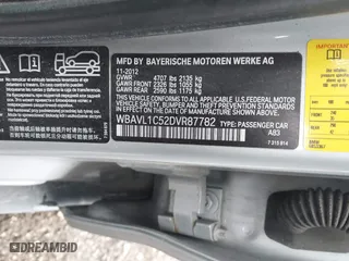 2013 BMW X1 xDrive28i with VIN WBAVL1C52DVR87782, listed as a IAAI auction lot 41846864 with 183,183 mi miles. Bid and sale history available at carsss.com. Image 9.