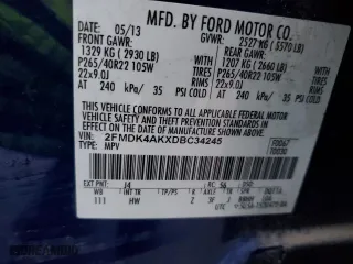 2013 Ford Edge Sport with VIN 2FMDK4AKXDBC34245, listed as a Copart auction lot 83884234 with 98,971 mi miles and Salvage Title. Bid and sale history available at carsss.com. Image 12.