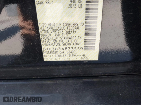 2015 Nissan Altima 2.5 z VIN 1N4AL3AP7FN873559, wystawiony jako IAAI lot #42205884 z przebiegiem 161 593 mil mil oraz . Historia ofert i sprzedaży dostępna na DreamBid. Obrazek 9.