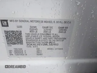 2021 GMC Terrain SLT with VIN 3GKALVEV2ML332953, listed as a IAAI auction lot 41112119 with 84,344 mi miles and . Bid and sale history available at carsss.com. Image 9.