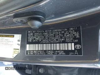 2011 Toyota Prius I with VIN JTDKN3DU7B5308913, listed as a IAAI auction lot 41793970 with 1 mi miles. Bid and sale history available at carsss.com. Image 9.