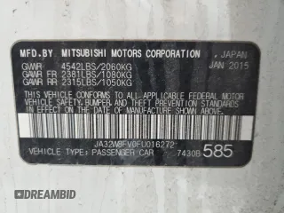 2015 Mitsubishi Lancer Evolution GSR with VIN JA32W8FV0FU016272, listed as a Copart auction lot 50517395 with 89,318 mi miles and Salvage Title. Bid and sale history available at carsss.com. Image 12.