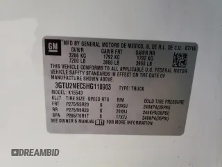 2017 GMC Sierra 1500 SLT z VIN 3GTU2NEC5HG110903, wystawiony jako Copart lot #52779405 z przebiegiem 85 528 mil mil oraz Szkoda całkowita • Salvage title. Historia ofert i sprzedaży dostępna na DreamBid. Obrazek 12.