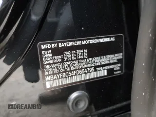 2015 BMW 7 Series 750Li xDrive z VIN WBAYF8C54FD654795, wystawiony jako Copart lot #82381894 z przebiegiem 56 968 mil mil oraz Szkoda całkowita • Salvage title. Historia ofert i sprzedaży dostępna na DreamBid. Obrazek 12.
