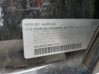 2014 Audi A4 Premium z VIN WAUAFAFL2EN017318, wystawiony jako Copart lot #56586795 z przebiegiem 87 717 mil mil oraz Szkoda całkowita • Salvage title. Historia ofert i sprzedaży dostępna na DreamBid. Obrazek 12.