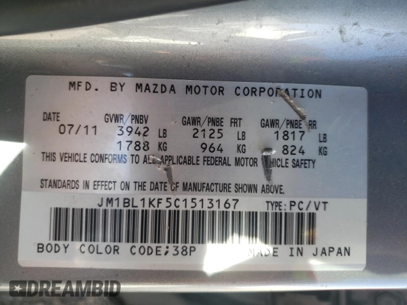 2012 Mazda 3 GX with VIN JM1BL1KF5C1513167, listed as a Copart auction lot 73207624 with 130,995 mi miles and Salvage Title. Bid and sale history available at carsss.com. Image 13.