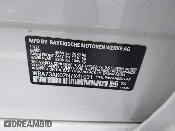 2022 BMW 2 Series 228i xDrive with VIN WBA73AK02N7K41031, listed as a IAAI auction lot 40987916 with 24,966 mi miles. Bid and sale history available at carsss.com. Image 9.