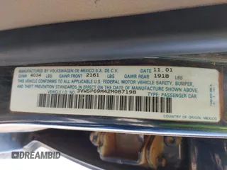 2002 Volkswagen Jetta GLS with VIN 3VWSP69M42M087198, listed as a IAAI auction lot 41858199 with 194,619 mi miles and . Bid and sale history available at DreamBid. Image 9.