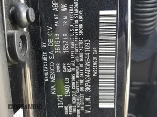 2022 Kia Rio S with VIN 3KPA24AD5NE441693, listed as a Copart auction lot 59538034 with 23,894 mi miles and Clean Title. Bid and sale history available at carsss.com. Image 12.