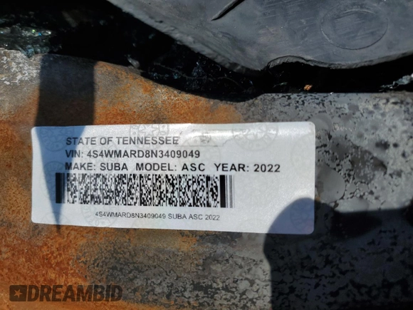 2022 Subaru Ascent Touring with VIN 4S4WMARD8N3409049, listed as a Copart auction lot 66936494 with Not provided miles and Non repairable. Bid and sale history available at DreamBid. Image 14.