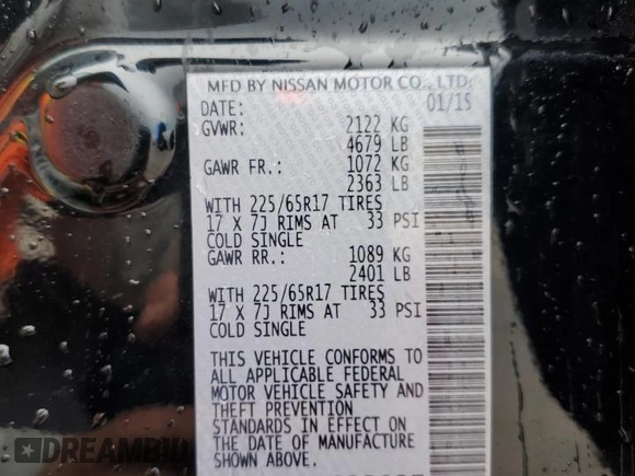 2015 Nissan Rogue SL with VIN 5N1AT2MV5FC823037, listed as a Copart auction lot 54555565 with 133,015 mi miles and Salvage Title. Bid and sale history available at DreamBid. Image 14.