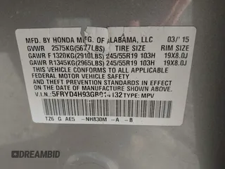 2016 Acura MDX w/Advance with VIN 5FRYD4H93GB014132, listed as a IAAI auction lot 41276323 with 1 mi miles. Bid and sale history available at carsss.com. Image 9.