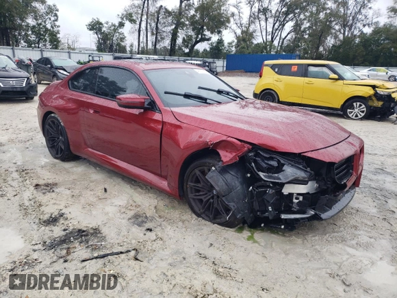 2025 BMW M2 with VIN 3MF23DM08S8F02990, listed as a Copart auction lot 46709765 with 4,373 mi miles and Salvage Title. Bid and sale history available at carsss.com. Image 4.