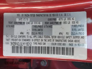 2020 Mazda 3 Preferred Package with VIN 3MZBPADL8LM116012, listed as a IAAI auction lot 41767928 with 51,663 mi miles and . Bid and sale history available at carsss.com. Image 9.