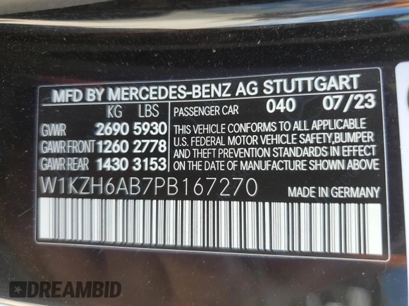 2023 Mercedes-Benz E-Class E 450 with VIN W1KZH6AB7PB167270, listed as a Copart auction lot 72345164 with 2,295 mi miles and Salvage Title. Bid and sale history available at carsss.com. Image 13.