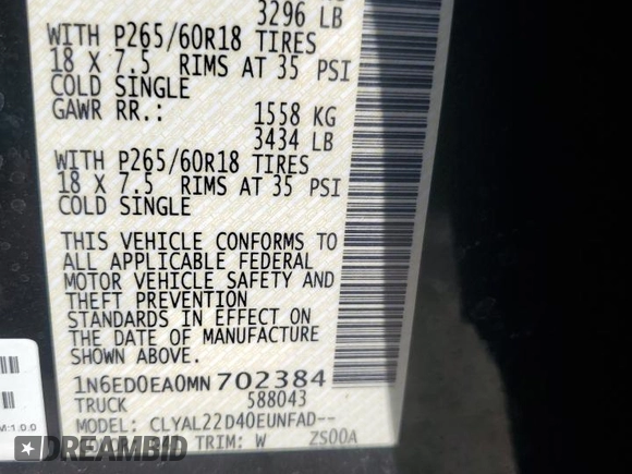2021 Nissan Frontier SV z VIN 1N6ED0EA0MN702384, wystawiony jako Copart lot #52253725 z przebiegiem 43 854 mil mil oraz Szkoda całkowita • Salvage title. Historia ofert i sprzedaży dostępna na DreamBid. Obrazek 14.