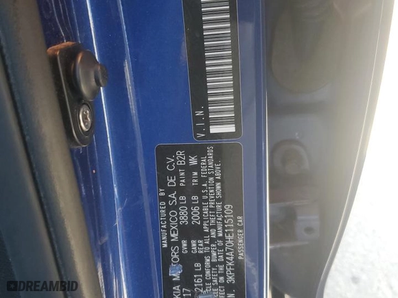2017 Kia Forte LX with VIN 3KPFK4A70HE115109, listed as a Copart auction lot 50567615 with 124,460 mi miles and Salvage Title. Bid and sale history available at carsss.com. Image 12.